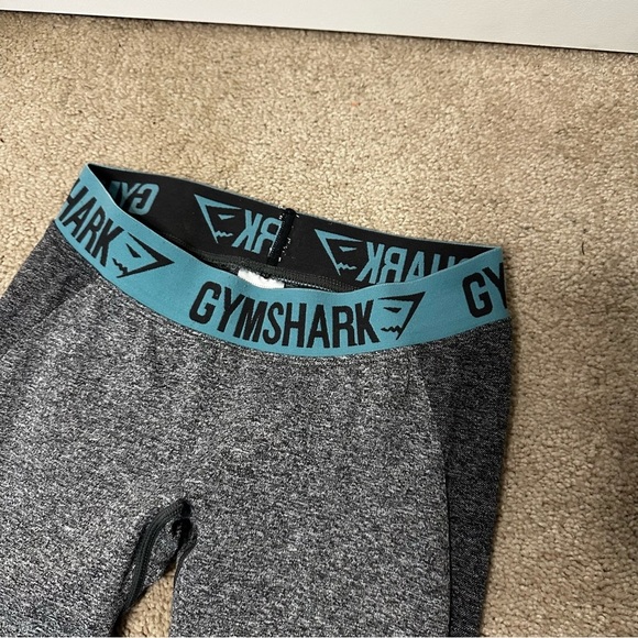 Gymshark Flex High Rise Leggings Small Gray Teal Waistband Seamless - Picture 4 of 11